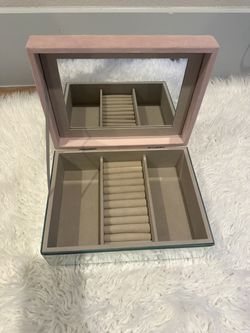 Pink Velvet Jewelry Box with Mirror