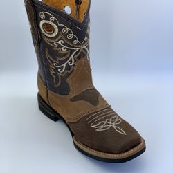 Western Suede Leather Square Toe Boots