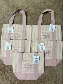 Trader Joe’s Stripped mini tote bags Light pink