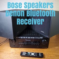 Denon Bluetooth AVR S540BT 4K Receiver With Remote & 2  Bose Bookshelf  Speakers 