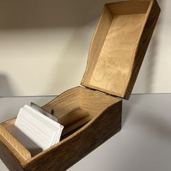 Vintage Wood File Box holds 3 X 5" Index Cards Dovetail Corners Wooden - Mid - 20th Century 
