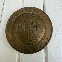KN&K Knauth Nachod & Kuhne New York Banker Bronze Medallion Paperweight K N & K