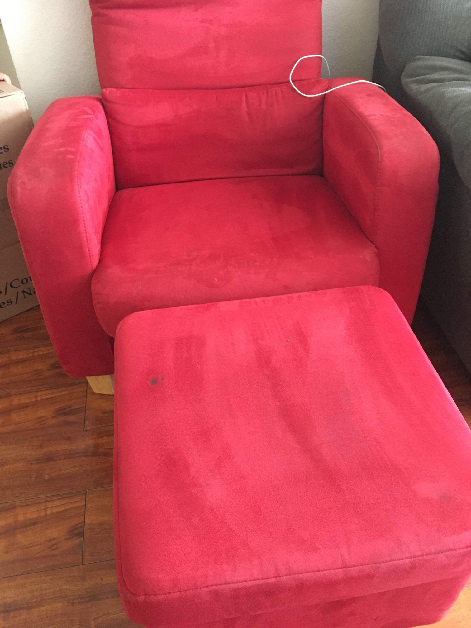 Red Couch with foot rest