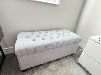 Grey Fabric Storage Ottoman Bench