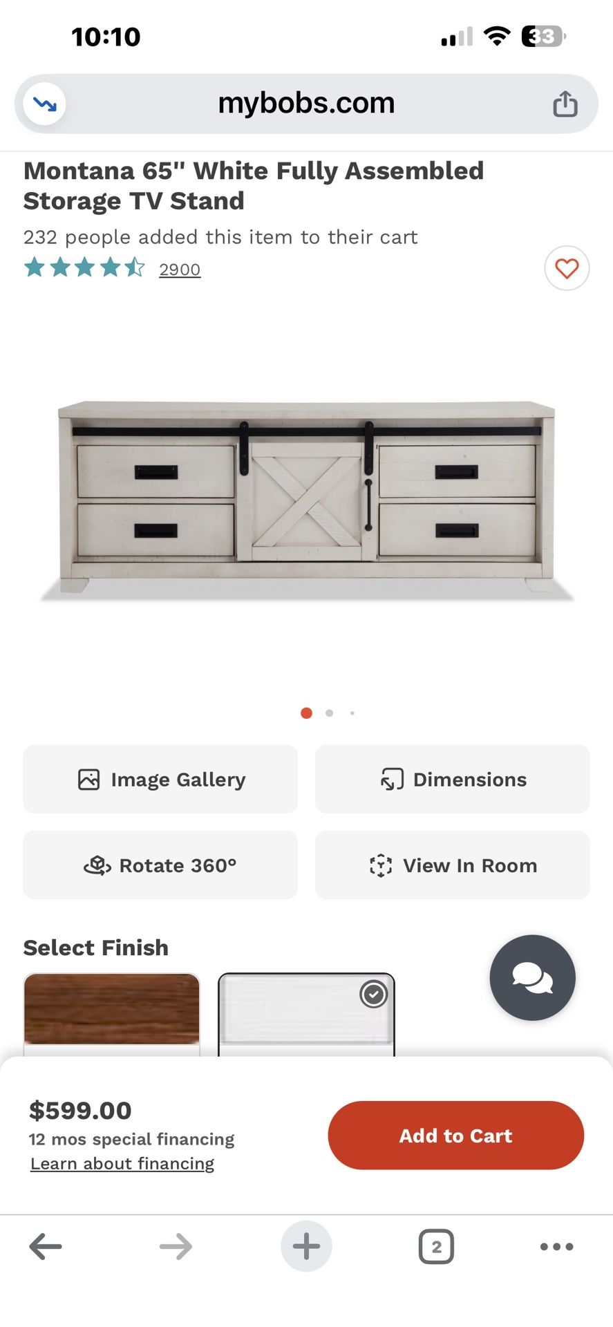 Montana 65” White TV Stand with 2 Side Storage Tables