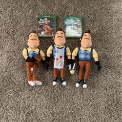 3 Hello Neighbor Plushies And 2 Hello Neighbor Games