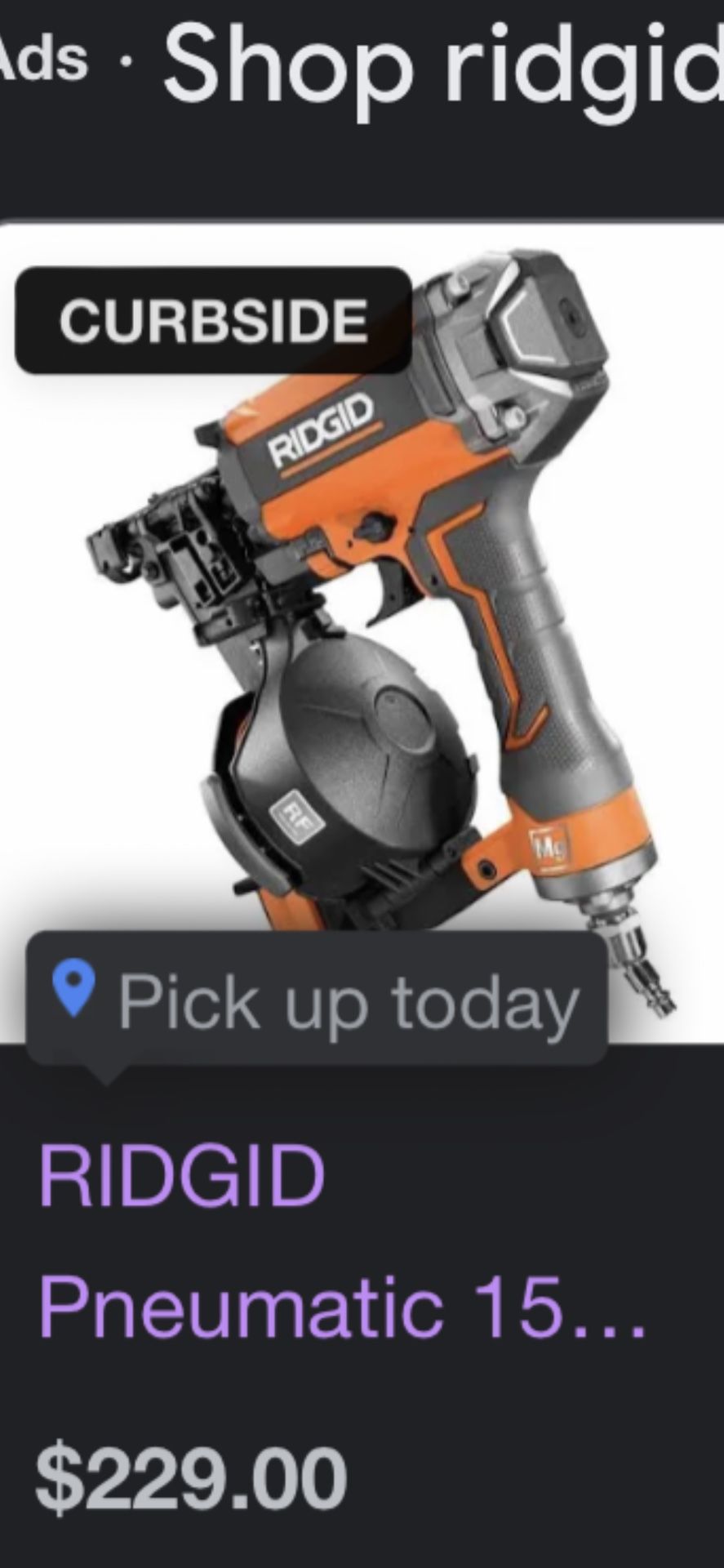 Ridgid Coil Roofing Nailer