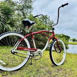 26” SCHWINN ‘Panther’ Beach Cruiser Bicycle with Ape-Hanger, Chrome Handle Bars