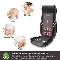 Snailax Shiatsu Back Massager Chair Pad, Full Back Kneading Massage  Cushion, Seat Massager Chair with Heat,Gift for Men/ Women for Sale in  Ridgefield, NJ - OfferUp