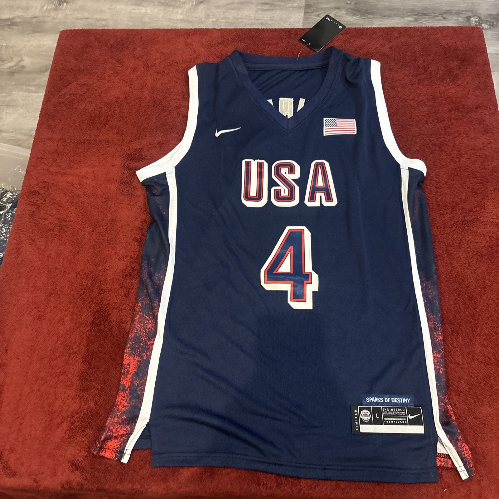 USA Olympic Jersey Stephen Curry #4 Blue Size Large