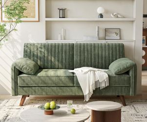 Chenille Loveseat Couch - Green