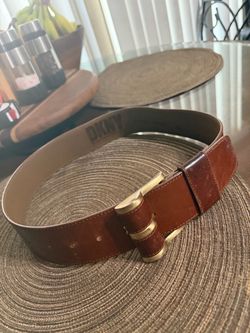 Women’s vintage 80’s DKNY Brown Leather Belt with Gold Buckle