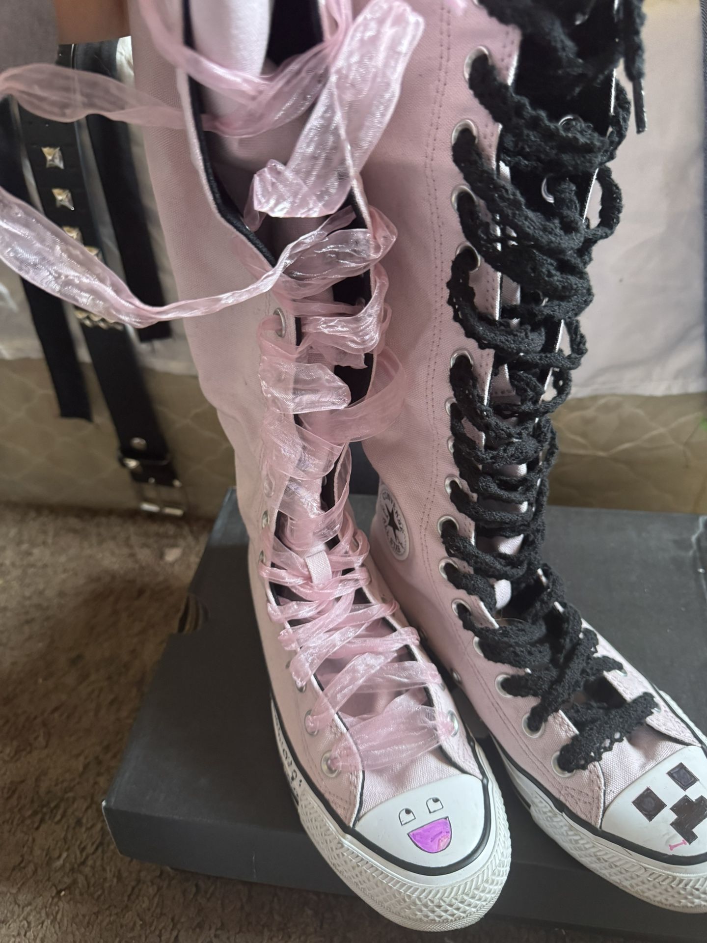 Light Pink Knee High Converse 