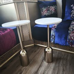 Set of 2 Luxury Marble End Tables – Perfect for Living Room or as Elegant Plant Stands