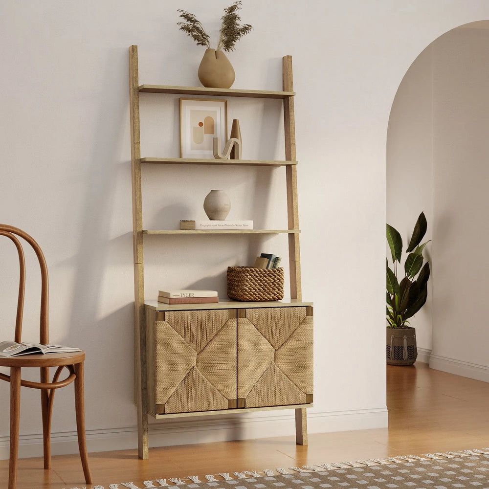 4-Shelf Etagere Bookcase with 2-Door Cabinet Storage If2222