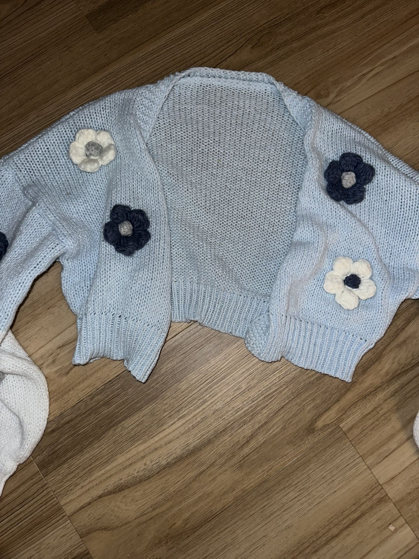 SHEIN Open Front Stereo Floral Drop Shoulder M Cardigan