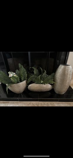 John Richards Sculpted Ceramic Vase Set 3 Pieces 