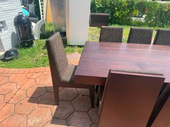 Large Modern Dining Room Set - Table + 8 Upholstered Chair