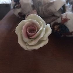 10 White And Pink Bone China Roses Italian Vintage 