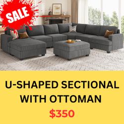 U-SHAPED SECTIONAL SOFA WITH OTTOMAN