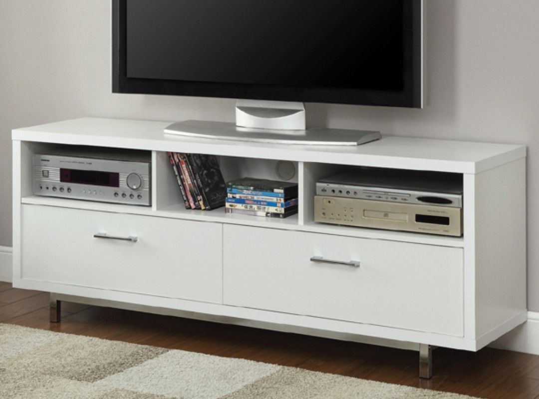 Chrome White TV Stand (60") 