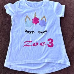 Girls Unicorn Birthday T-shirt Zoe 3
