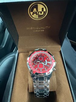 Watch red and silver