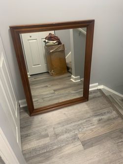 Large Wall Mirror with Wood Frame