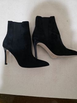 Black Suede Pointed-Toe Stiletto Ankle Boots