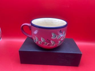 24 oz Blue Green Grape Vine Hand Painted Designer Soup/Coffee Mug Purple