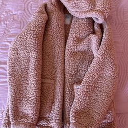 Pink Hollister Sherpa Jacket With Hood size XS