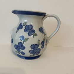 April Cornel Blueberry Blue/White Ceramic Pitcher Vase