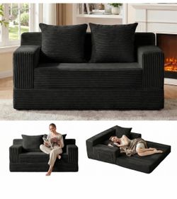 NEW Black Convertible Loveseat Sofa Bed – $90