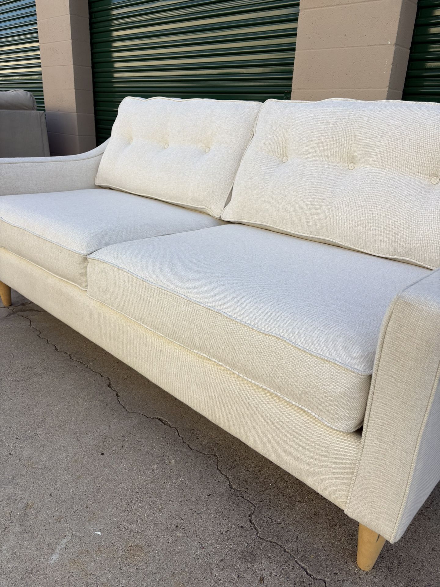 Mid-Century Modern White Couch🛻 Delivery Available🛻