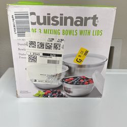 Cuisinart Mixing Bowl Set, Stainless Steel, 3-Piece With Kids - NEW