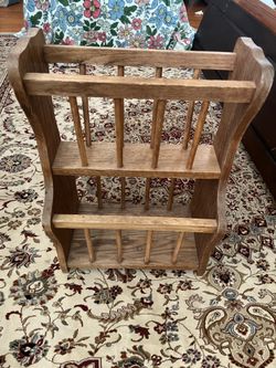 Vintage wooden 2 tier magazine rack