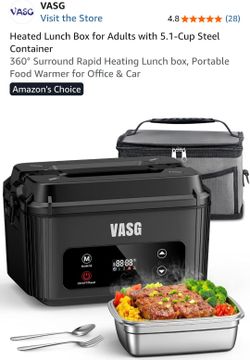 VASG Heated Lunch Box for Adults with 5.1-Cup Steel Container