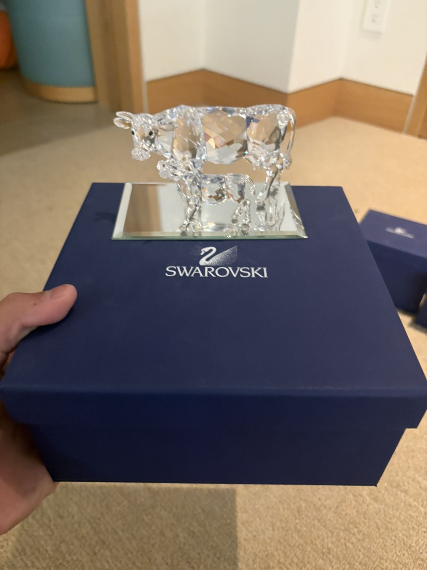 Swarovski Crystal Cow & Calf Figurine – Mint Condition