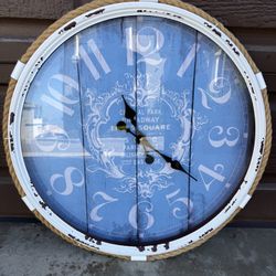 Turquoise Coastal Metal Wall Clock Blue