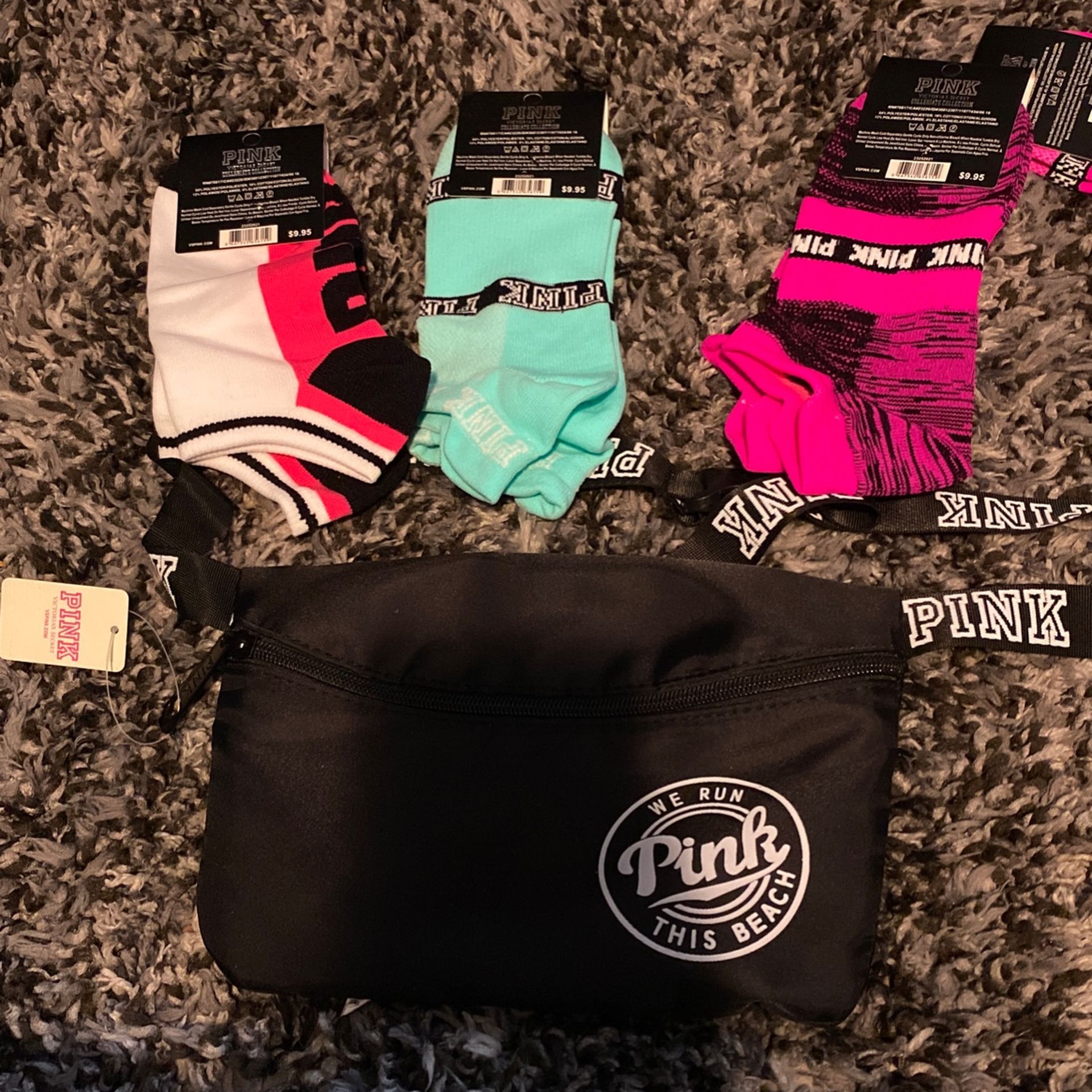 Pink Victoria Secret Socks and Fanny Pack