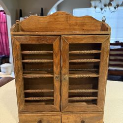 Vintage Hand-Carved Wooden Spice Rack Cabinet – Pat.P Yoshikawa Japan – 1960s