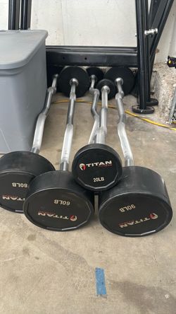 Titan Fitness Fixed Curl Barbells Set