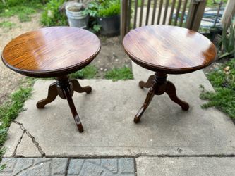 Oak Wood Side Table Set(2)