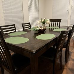 Family Dining Set: Wooden Table with 6 Chairs