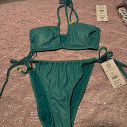 Nwt Womens Teal Turquoise Bikini Set Medium/large 