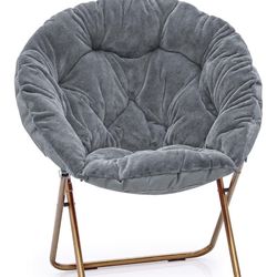 2 set MoNiBloom Round Folding Faux Fur Saucer Chair for Bedroom Living