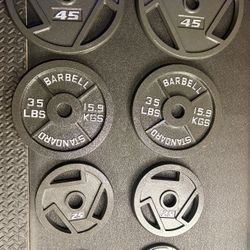 BRAND NEW Olympic  Weights Plates Set: 45s, 35s, 25s & 10s . Btute#230