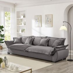 125.98 Inch Sailing Design Modular Sectional Cloud Sofa with Storage, Modern Deep Seat Couch w/Throw Pillows & Removable Backrest for Living Room Bedr
