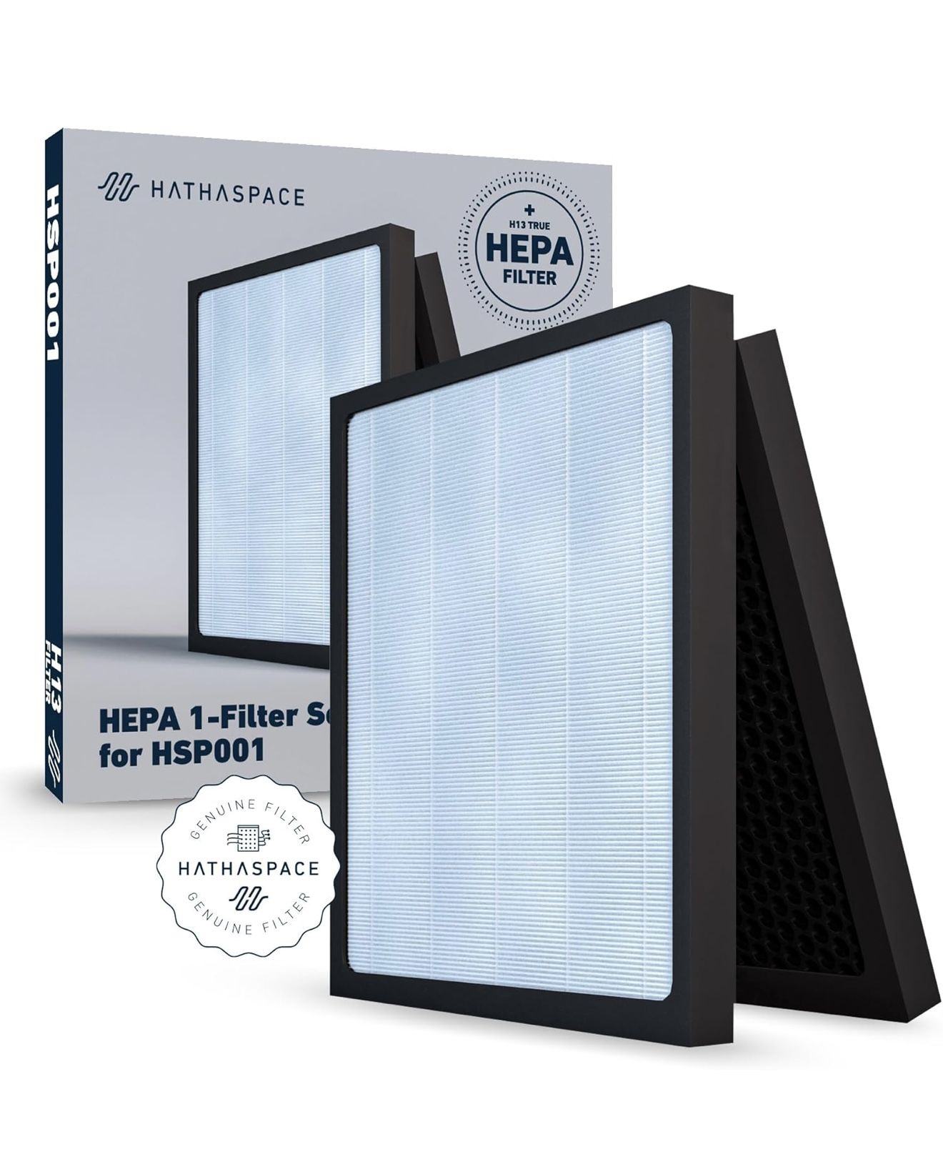 HATHASPACE HSP001 H13 True HEPA Filter Replacement, 4-Stage Air Purifier Filter with Activated Carbon, Pre-Filter & Cold Catalyst, Captures Dust, Smok