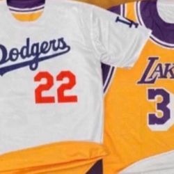 NEW Los Angeles Lakers Dodgers Reversible Jersey Baseball Basketball Shirt XL